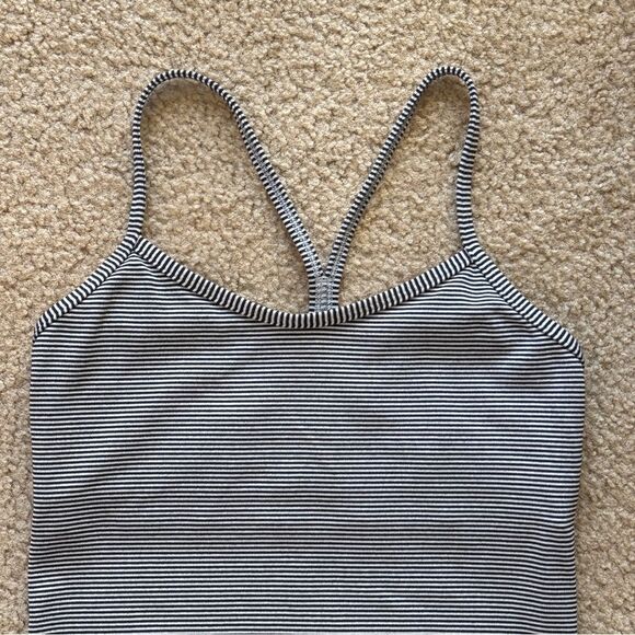 Lululemon Power Y Tank Top Tonka Stripe Black Heathered Medium Grey 4 - Picture 7 of 10